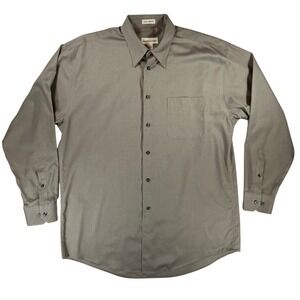 Pronto Uomo L Non Iron Dress Shirt Taupe Cotton Button Down Mens